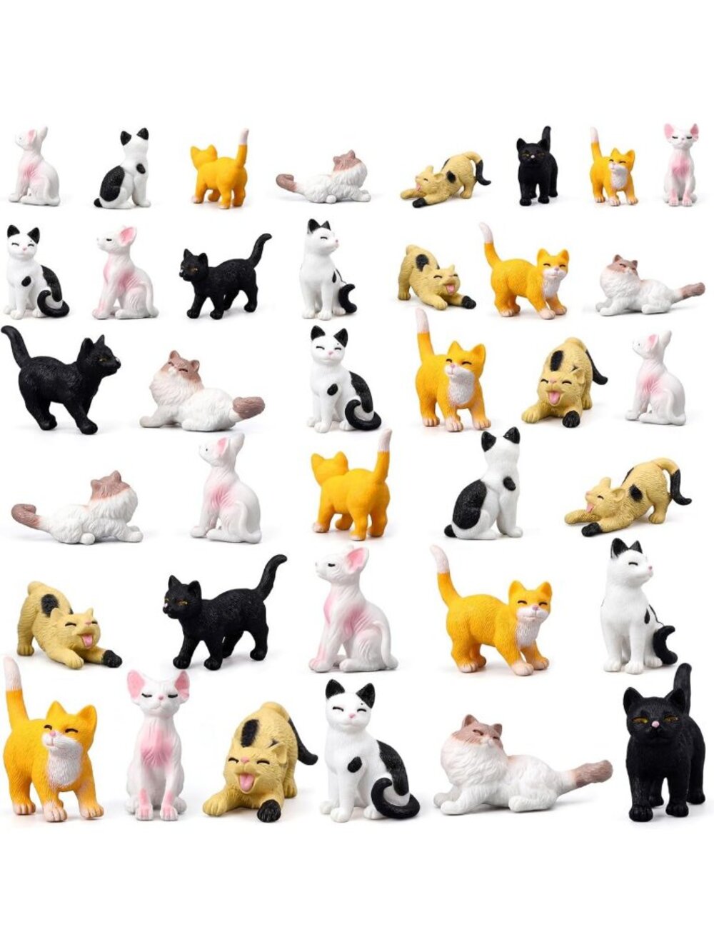 36 Pcs Mini Resin Cat Figurines - Cute Kittens for DIY Crafts, Cake Toppers